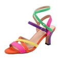 thumbnail image 6 of Women's Strappy Heeled Sandals Neon Multicolor Open Toe Stiletto High Heels with Ankle Strap Party Prom Date Night Dressy Shoes Multicolour Size 6.5, 6 of 6