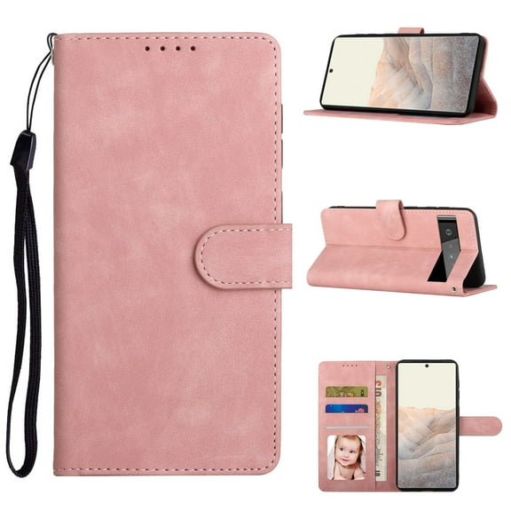 Allytech for Google Pixel 6 Pro 6.7 inch Case, Wallet Flip Protective Case with Card Slots Holder Stand Wrist Strap Magnetic Closure PU Leather Case for Google Pixel 6 Pro 2021, Pink