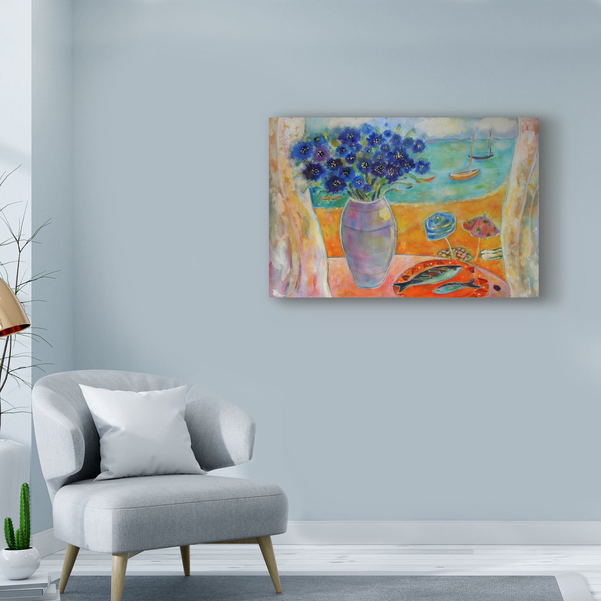Trademark Fine Art 'Boats On The Lagoon' Canvas Art by Lorraine Platt