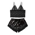 thumbnail image 1 of Conjunto de bragas y pantalones cortos de de seda de piezas para mujer Conjunto de bragas y pantalones cortos de encaje Negro XXXL Macarena Braguitas de encaje para mujer, 1 of 8