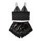 thumbnail image 1 of Conjunto de Pijamas de Lencería de Encaje para r Ropa de Dormir Camisón Lencería Lencería Ropa de Dormir Camiseta Pantalones Cor Negro XXXL Yinane Braguitas de encaje para mujer, 1 of 8