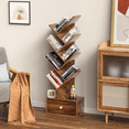 thumbnail image 4 of LEYAOYAO 8-Tier Zigzag Tree Bookshelf with a Drawer, Space-Saving Tall Bookcase for Home Office, Living Room, Brown, 4 of 7
