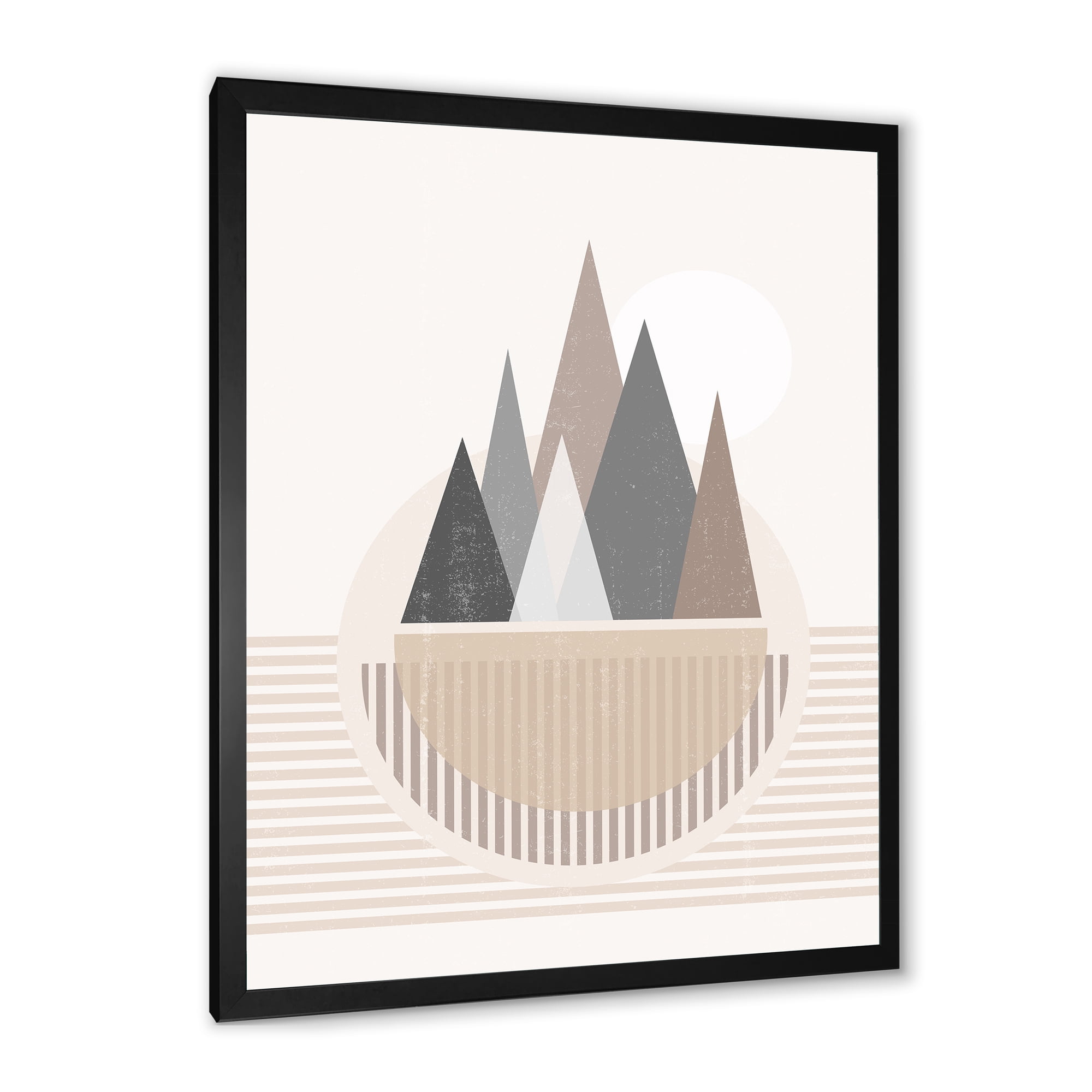 Designart 'Abstract Moon and Sun In Mountains III' Modern Framed Art Print