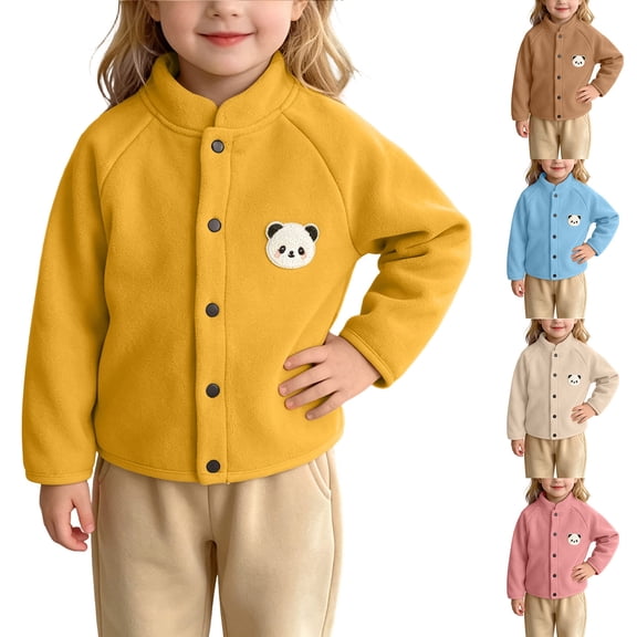 Abtuhar Toddler Kids Boys Girls Fall Winter Casual Outerwear and Jackets Panda‑print Thick O‑particle Fleece Warm Coat for 6‑72 Months