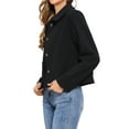 thumbnail image 4 of Chaqueta corta para mujeres, casual, de manga larga, con frente abierto y cierre de botones, abrigo exterior con bolsillos, color negro, 4 of 6