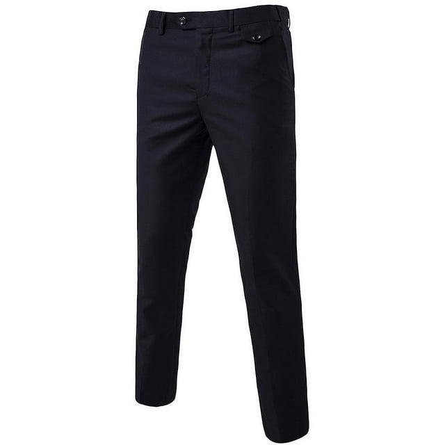 Men Straight Leg Chino Trousers Slim Fit Business Formal Work Casual Smart Pants
