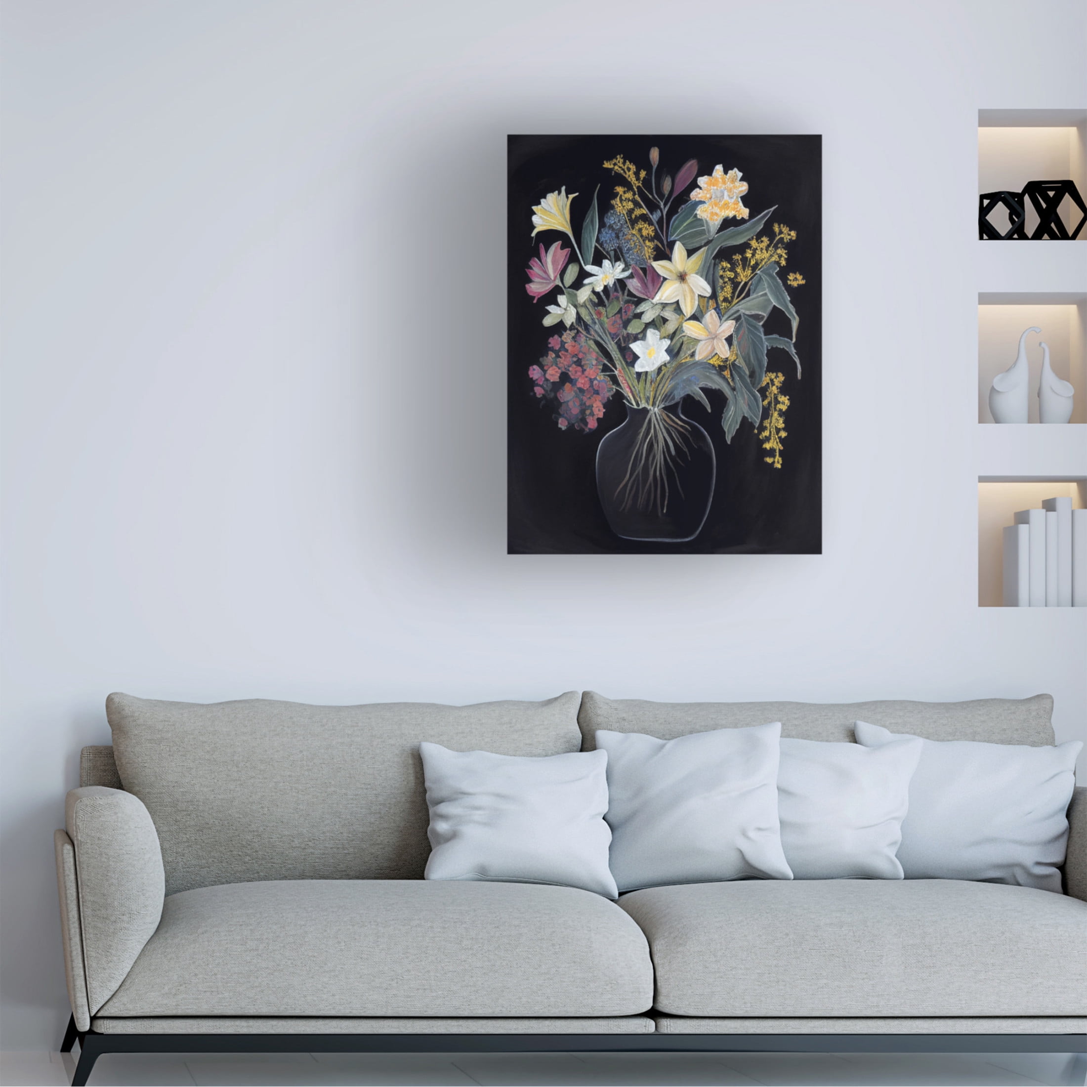 Canvas Wall Art - Sasha 'Flowers of the Night IV' Wall Art for Living Room, Bedroom, or Office Décor by Trademark Fine Art - 24 x 32 Inches