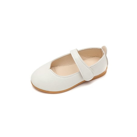 

Avamo Kids Flats Soft Sole Princess Shoes Comfort Mary Jane Children Flat Shoe Girl s Breathable Magic Tape Loafers White 2Y