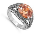 thumbnail image 4 of Champagne Cubic Zirconia Cutout Rope Ring Sterling Silver Band Orange 925 Jewelry Female Male Size 6, 4 of 4