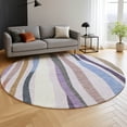 thumbnail image 6 of Addison Rugs Mayfield Premium Machine Washable Transitional Stripes Lavender Round Rug, 8' x 8', 6 of 6