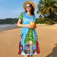 thumbnail image 4 of Vsdgher Joyeux Noël Gnome pour Femmes Été 2025 Robes Midi Maxi Décontractées Légères Manches Courtes Col Rond Robe de Plage, 4 of 6