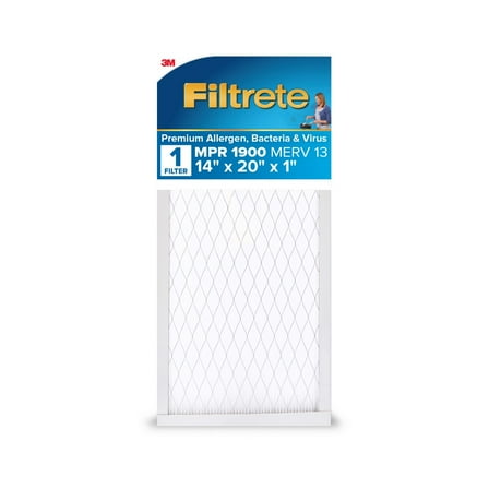 Filtrete 14x20x1 Air Filter, MPR 1900 MERV 13, Premium Allergen, Bacteria and Virus, 1 Filter