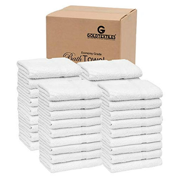 36 PCS New White 20X40 Cotton Blend Economy Bath Towels Soft & Quick Dry (3 Dozen)