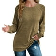 thumbnail image 1 of KIHOUT Spring Winter Womens Tops Fashion Solid Color Round-Neck Pullover Long Sleeve Loose Sweatshirts Tops, 1 of 8