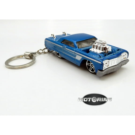 1964 '64 Chevy Impala Blue Car Rare Novelty Keychain 1:64 Diecast