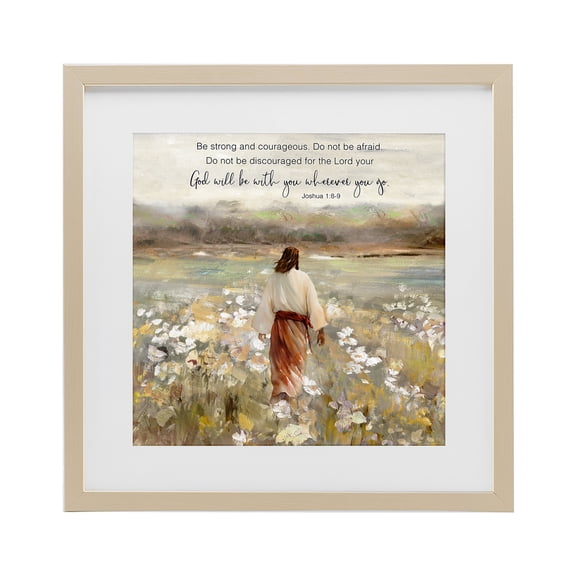 Stupell Industries Farmhouse God With You Wherever Birch Framed Print Under Glass, 16 x 16, by Sally Swatland