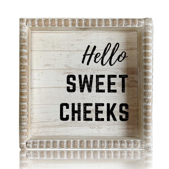 Letreros decorativos de baño con marco de madera ZlFart Boho Farmhouse