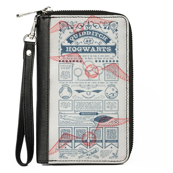 The Wizarding World of Harry Potter Wallet, Zip Around, Harry Potter Quidditch at Hogwarts Rules Collage White, Vegan Leather