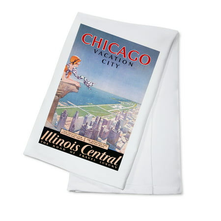 Illinoi Central - Chicago - Vacation City Vintage Poster (artist: Proehl) USA c. 1932 (100% Cotton Kitchen (Best Vacation Spots Near Chicago)