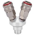 thumbnail image 1 of Conector de 2 vías, componente neumático cromado, acero al carbono, rosca G1/2, acoplador rápido, 1 of 12