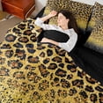 thumbnail image 4 of Homewish Glitter Leopard Print Bedding Comforter Set 7pcs, Modern Fashion Polkadots King Bedding Sets, Gold Black Diamond Reversible Bed Sheets, Microfiber Bedroom Decor, 4 of 7