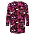thumbnail image 4 of Odbmxy Valentine T Shirts Women 3/4 Sleeve Womens Tops Leisure Love Print Vacation Workout Loose Tops Pink, 4 of 5