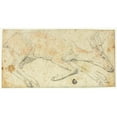 thumbnail image 2 of Federico Zuccaro 14x9 Black Ornate Wood Framed Double Matted Museum Art Print Titled: Recumbent Deer (ca. 1560-1600), 2 of 5