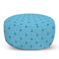 thumbnail image 1 of Abstract Pouf Cover with Zipper, Monochrome Psychedelic Pattern with Triangles and Stripes Composition, Soft Decorative Fabric Unstuffed Case, 30" W X 17.3" L, Sea Blue and White, by Ambesonne, 1 of 5