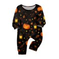 thumbnail image 2 of Halloween Family Pajamas Set Long Sleeve Crew Neck, Soft Matching Halloween Pajamas with Pumpkin Lantern Autumn Leaf Print, Cozy Family Halloween Pajama Set Sleepwear, 2 of 4