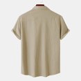thumbnail image 4 of Dvprdro Button Down Short Sleeve Shirts for Men Summer Casual Solid Cotton Linen Lapel Neck Beach Shirts Khaki M, 4 of 5