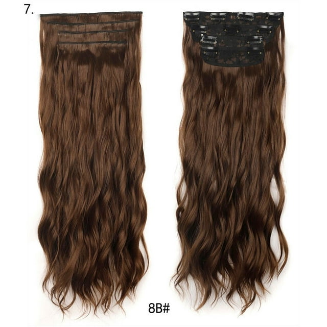Fiudx Extensiones de Cabello Largo y Rizado para Mujer, con Ondas de Agua, de Fibra Química, En Cuatro Piezas.