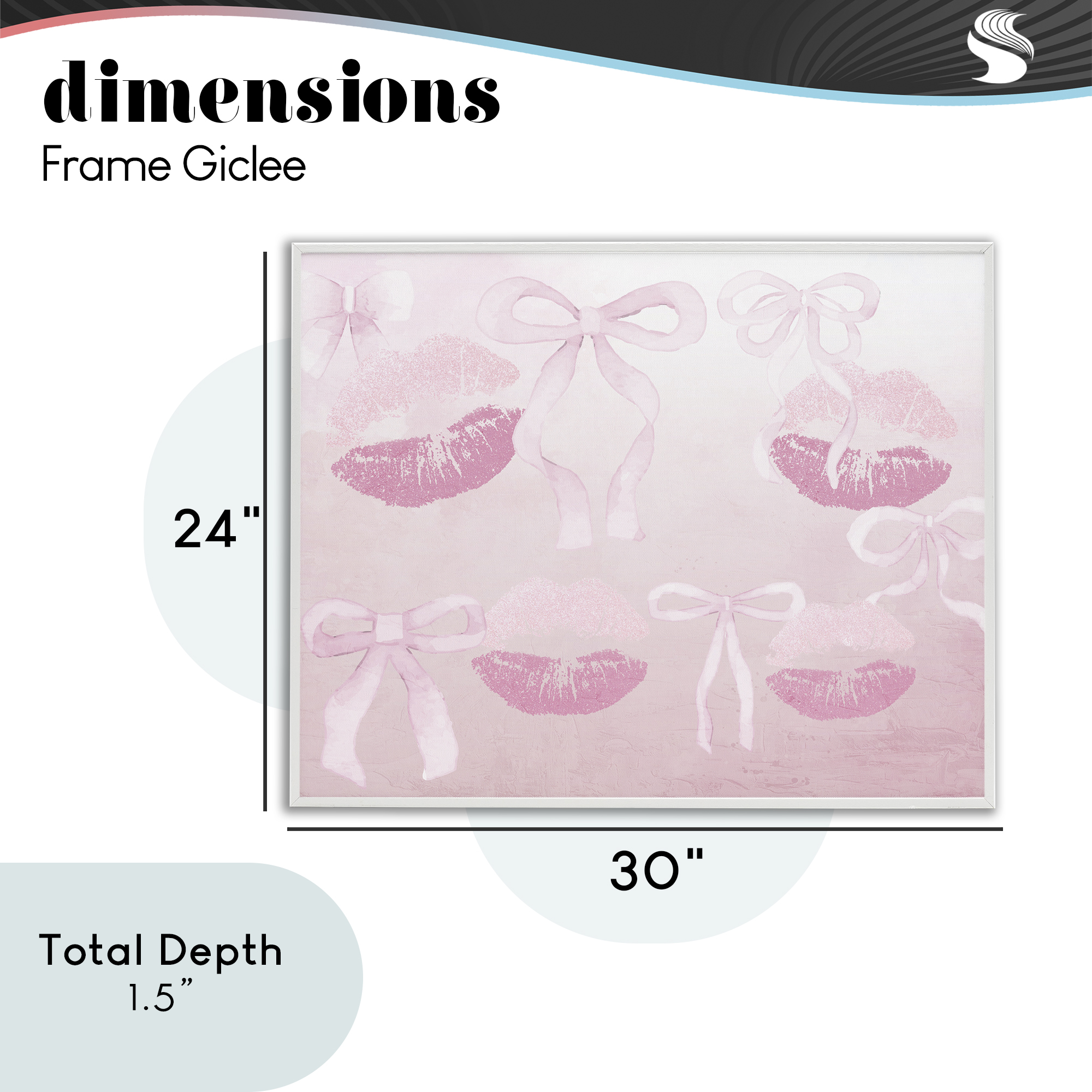 Dreamy Bows & Lips White Framed Giclee Art, design by Kim Allen
