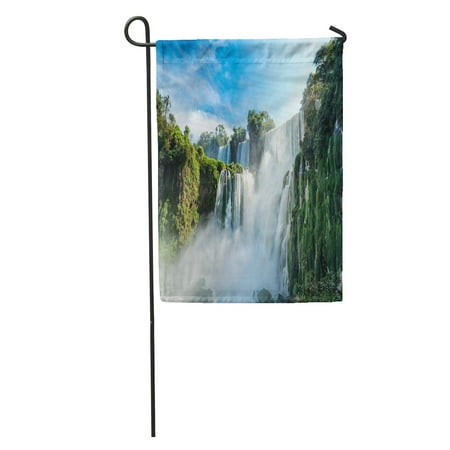 Landscaping In The Fall SIDONKU Waterfall Iguazu Falls 7 Wonder of The World in Argentina Landscape Cascade Garden Flag Decorative Flag House Banner 12x18 inch ()