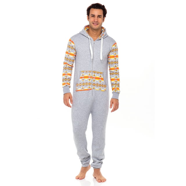 SkylineWears Mens Fashion One Piece Hooded Jumpsuit One Piece Non Footed Pajamas