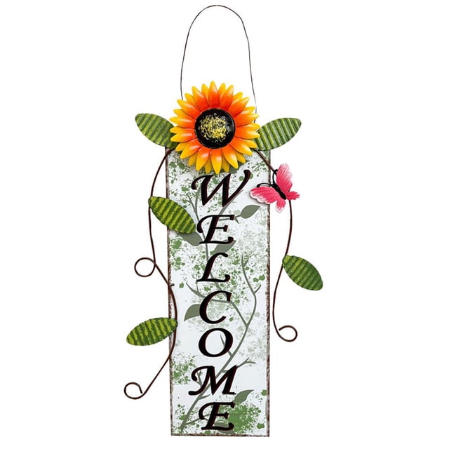 Bienvenida De Metal, Colgador De Puerta De Flores, Letrero De Pared Para Decoración De Puerta De Jardín seitruly HA042797-01