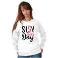 thumbnail image 3 of Breast Cancer Survivor Slay Every Day Women Plus Size Crewneck Sweatshirt Brisco Brands 2X, 3 of 5