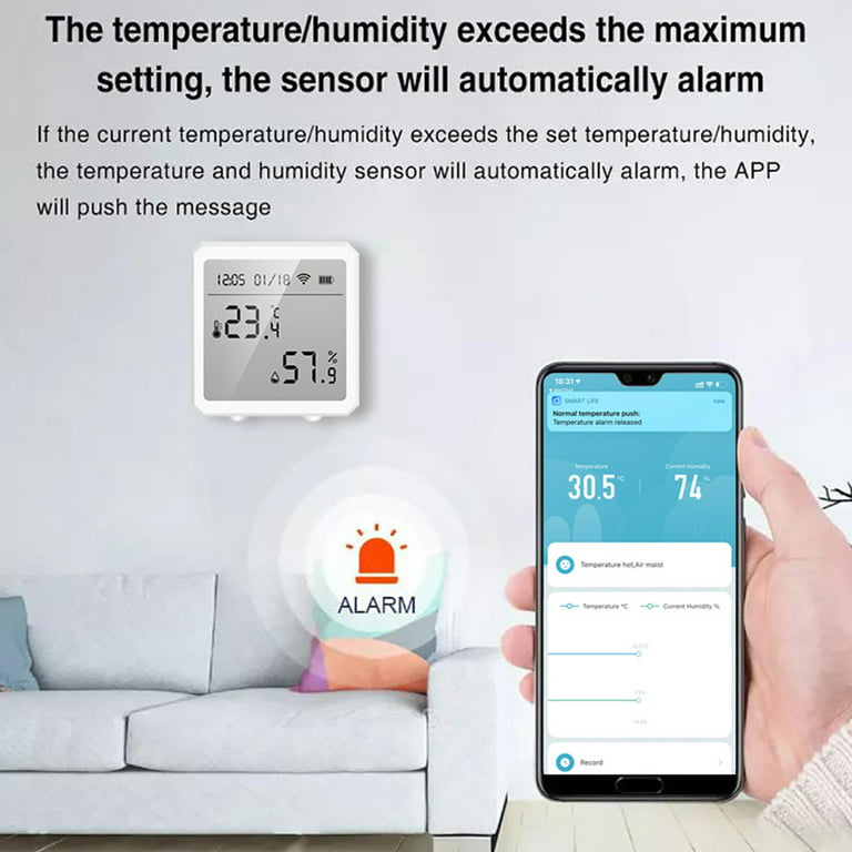 WiFi Hygrometer Thermometer Wireless Temperature Humidity Monitor with App  Alerts Indoor Outdoor Temperature Humidity Sensor Compatible with Alexa  Google Assistant for Home Greenhouse Cellar 