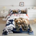 thumbnail image 2 of YST Safari Bear Bedding Set, Japanese Ukiyoe Comforter Set, Queen Size, 2 of 6