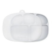 Bumkins Baby & Toddler Silicone Grip Dish with Lid, 5-Section Kids Plate (Gray)
