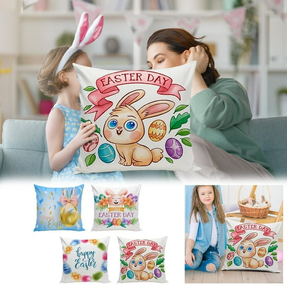 Iumwxz Pillow Covers Silk Pillow Cases Easter Pillow Cover Sofa Pillow Cover Office Seat Waist Pillow Dormitory Bed Pillow Chair Cushion A Short Plush Holiday Travel