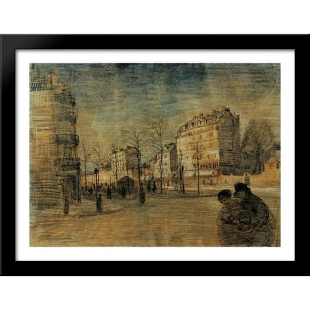 The Boulevard de Clichy 36x28 Large Black Wood Framed Print Art by Vincent van Gogh