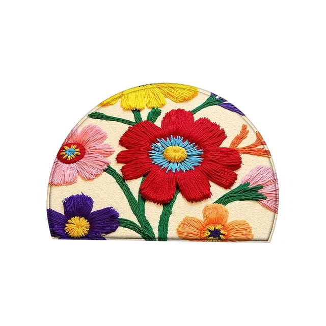 SIYTUAU Semicircle Door Mat 16X24 Inches Absorbent Non Slip Foot Mat Household Entrance Rug Dirt Resistant Floor Mat For Kitchen Bathroom Polyester B