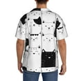 thumbnail image 5 of Vsdgher Doodle Cute Cat Print Men's Wrinkle Free Untucked Cuban Shirt Business Casual Button Down Shirts Short Sleeve Shirt, 5 of 7