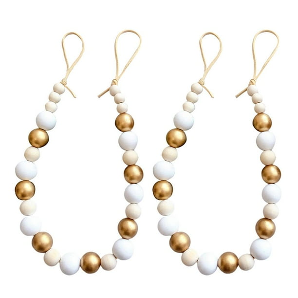 Sujetadores de cortina con cuentas de madera, clips para sujetar cortinas, correas de sujeción con hebillas de cuentas para el hogar dorado