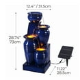 thumbnail image 3 of Teamson Home 4-Tier Outdoor Cascading Bowl Solar Powered Water Fountain with LED Lights, Navy, 3 of 12
