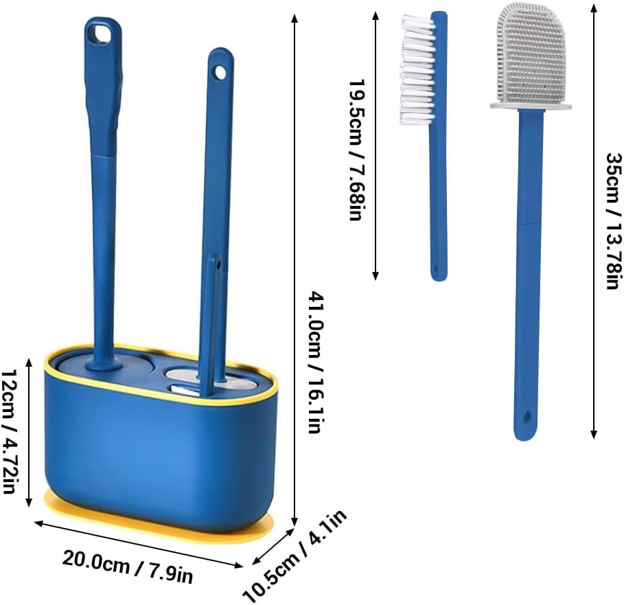 ABPETE Toilet Brush Set, Bathroom Accessories, Toilet Bowl Cleaners, Deep Cleansing Multifunctional Hanging Toilet Brush Set for Bathroom(Bule)