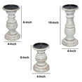 thumbnail image 6 of Wooden Candleholder with Turned Pedestal Base, Set of 3, Distressed White,Saltoro Sherpi, 6 of 7