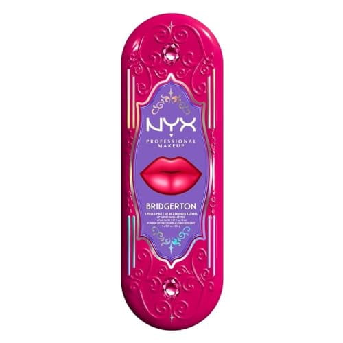 Nyx Professional Makeup, Bridgerton Kit de Labios Tonos:Cherry Courtship (cereza)/ Berry of the ball (vino nude) / Kit de labios. Fórmula vegana.
