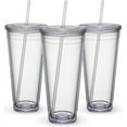 thumbnail image 4 of Casewin Clear Insulated Tumblers, Plastic Tumbler Cups, Double Wall Tumblers, 16Oz Acrylic Insulated Tumbler Cups with Lid and Reusable Straw, 4 of 7