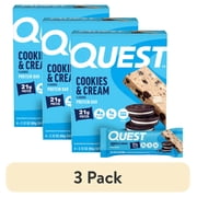 (3 pack) Quest Protein Bar, Cookies & Cream, 21g Protein, Gluten Free, 4 Count